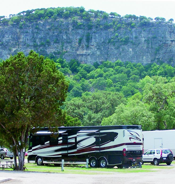 RV positioned at a scenic destination showcasing the flexibility and freedom of road travel.