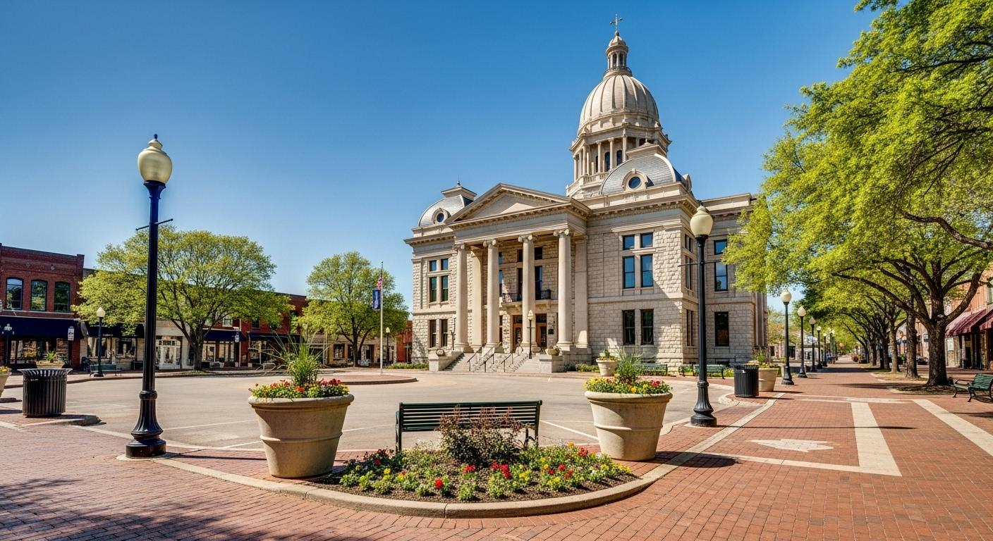 Historic Georgetown Square showcasing one of the best day trips near Jarrell Texas
