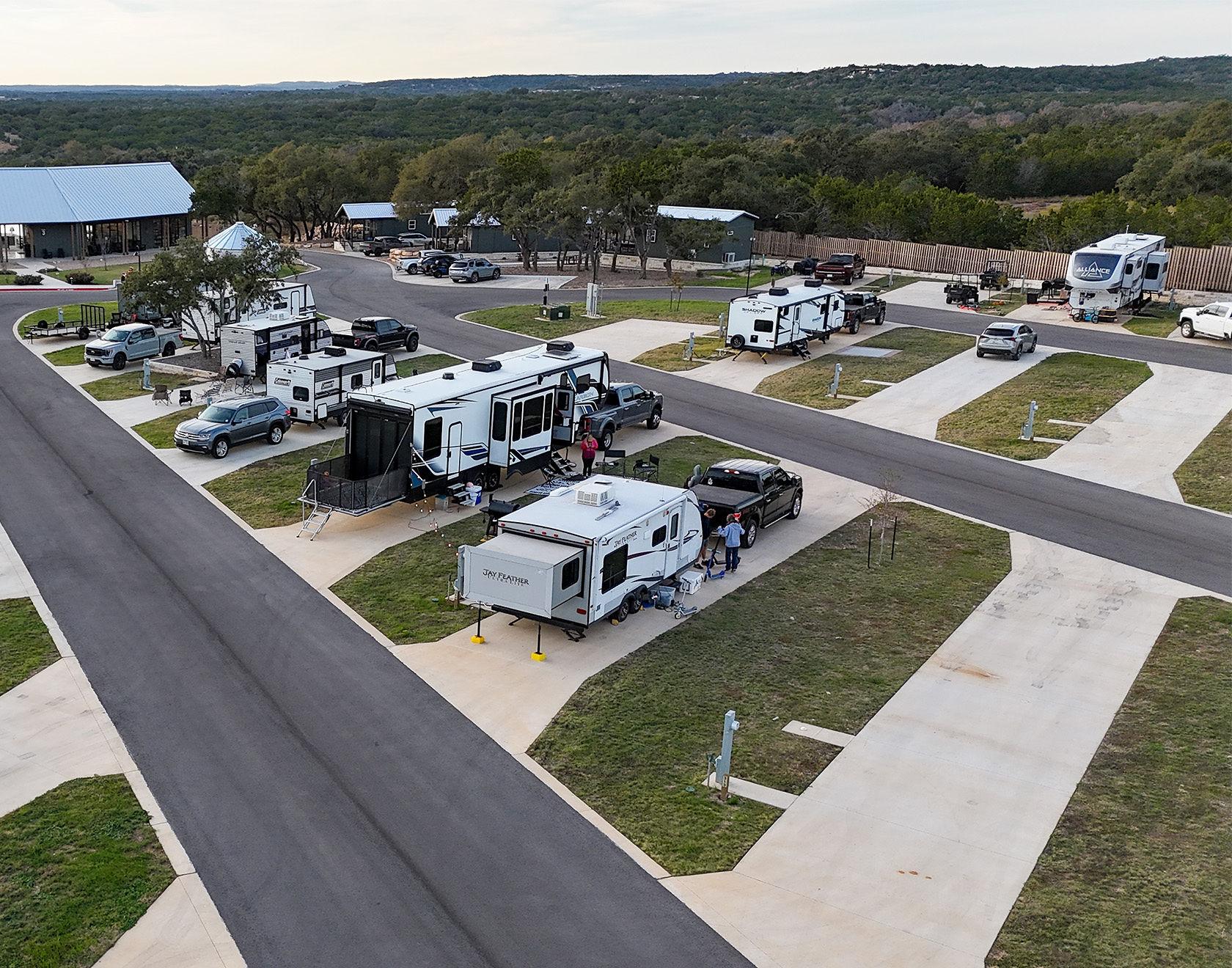 Modern RV park with spacious pull-through sites and full hookups