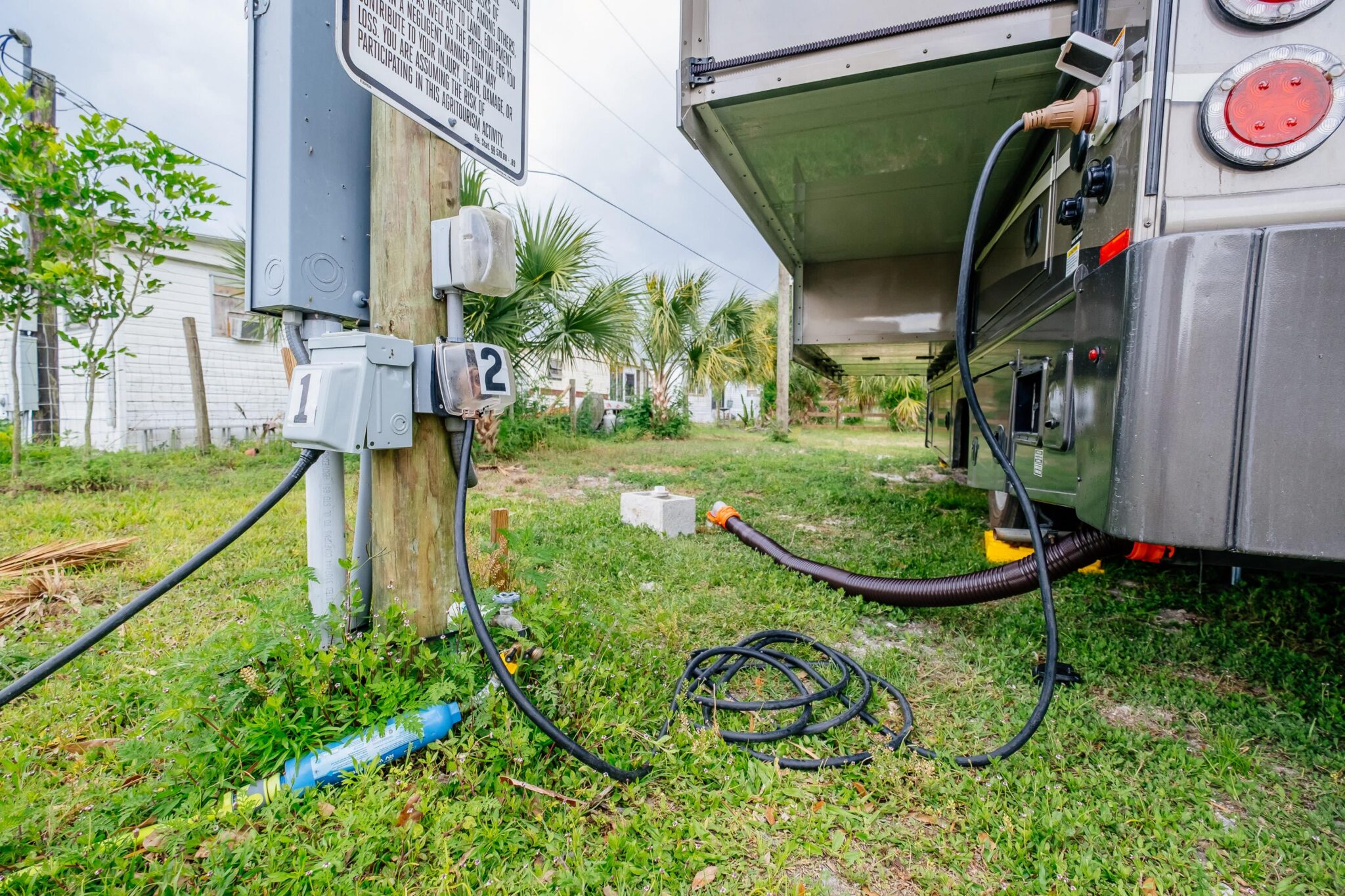 Full hookup RV site with electricity water and sewer connections