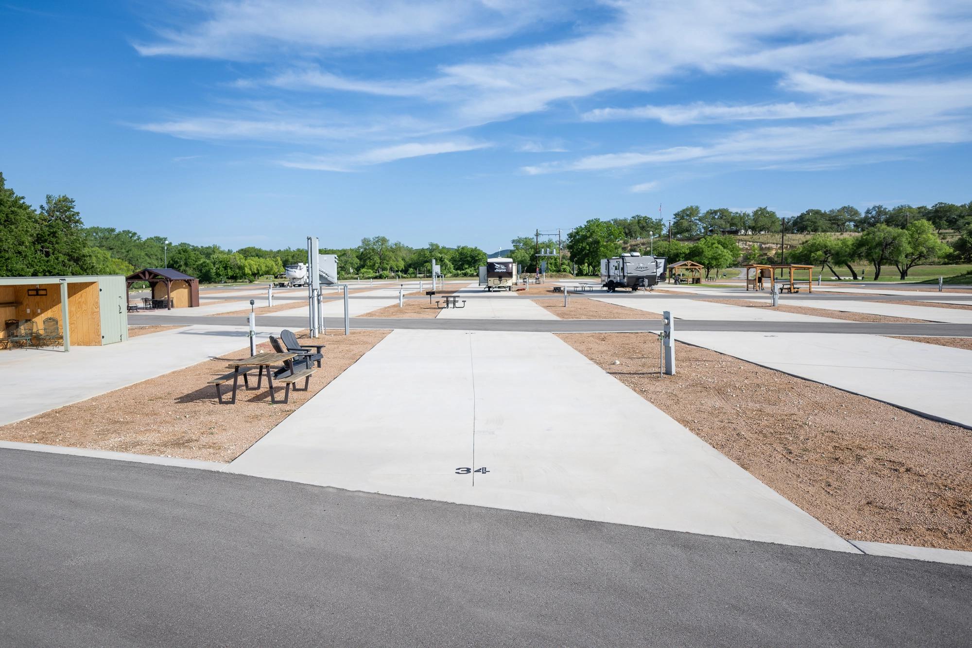 Full hookup RV site providing water sewer and electricity for a long-term stay